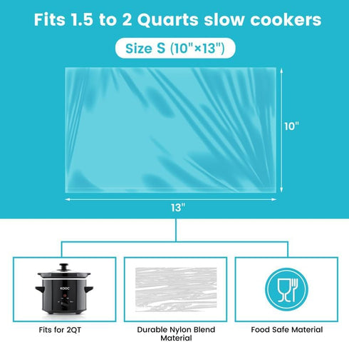 KOOC Slow Cooker Liners 10x13 inch 30 count Small Size Disposable Pot Liners Cooking Bags Fit 1.5QT to 2QT Pot BPA Free Fresh Locking Seal Design...