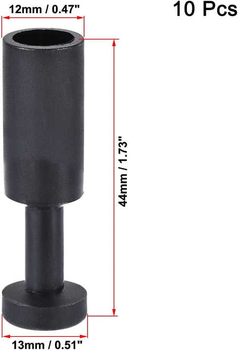 uxcell Push to Connect Fittings, Cap Style Pneumatic Blanking Plugs, Fit for 12mm Inner Dia. Air Hose Tube Pipe, Plastic, Black, Pack of 10...