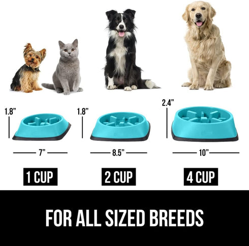 Gorilla Grip Slip Resistant Slow Feeder Dog Bowl,4 Cups,Slows Down Pets Eating,Prevents Overeating,Feed Small&Large Breed Puppy,Puzzle Design,Dogs...