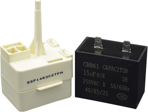 W10613606 Refrigerator Compressor Start Relay and Capacitor Compatible with Whirlpool KitchenAid Kenmore Fridges W10416065 PS8746522 67003186