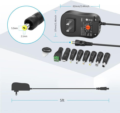 Belker 30W Universal 3V 4.5V 5V 6V 7.5V 9V 12V AC DC Adapter Power Supply for LED Light Strip Router Speaker Smart Phone Tablet CCTV IP Camera TV ...