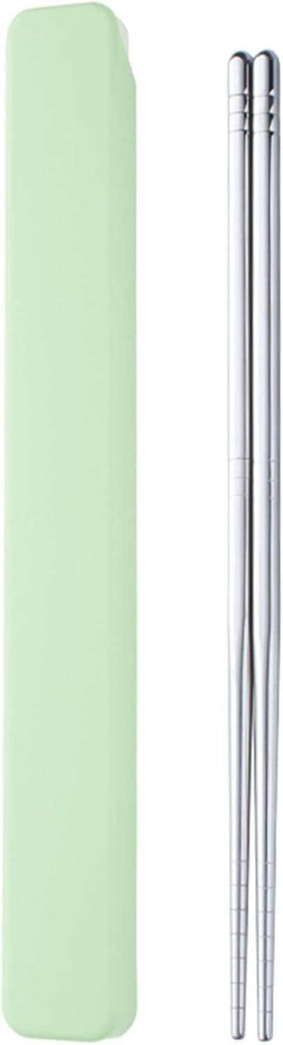 Metal Chopsticks 1 Pair Reusable Chopsticks Stainless Steel Chopsticks with Pull Design Case Portable Utensil for School Home Office Camp Travel B...