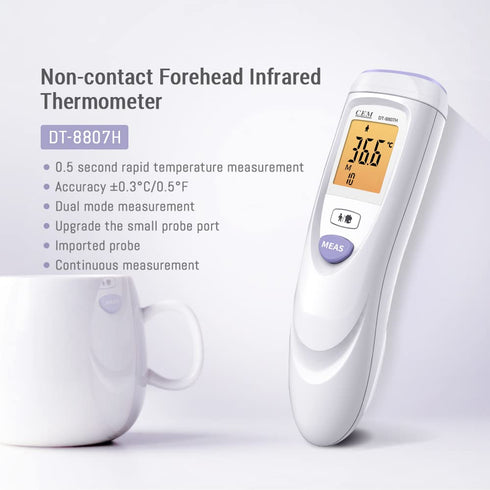 CEM DT-8807H FDA CE No-Touch Forehead Thermometer, Infrared Thermometer for Adults and Kids, Touchless Baby Thermometer with 3 Ultra-Sensitive Sen...