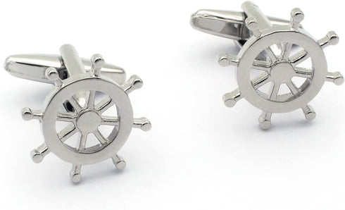 Rudder Fishing Navy Sailor Boat Sea Tie Clip and Cufflinks Set...