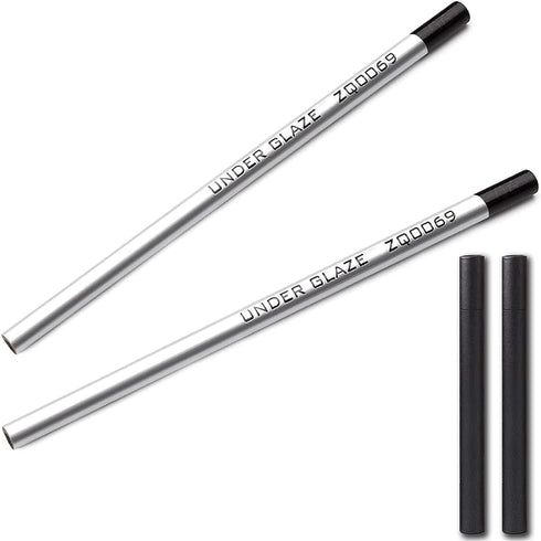Underglaze Pencils for Pottery, Pack of 2 (Black),Underglaze Pencils for Pottery,Underglaze PencilBlack,Glaze Pencil Decorating Under Glaze Cerami...