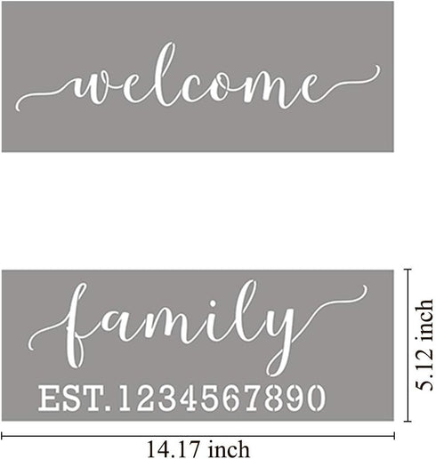 Family Farmhouse Stencils for Painting on Wood - 20 Pack Large Inspirational Words Quotes Saying Sign Stencil Templates, Welcome Believe Blessed T...
