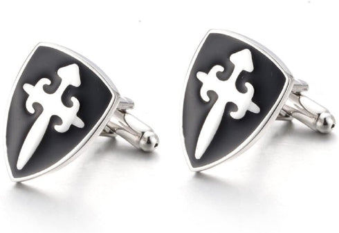 Cross Cufflinks for Men, Cross Shield Cufflinks, Cross Sword Shield Cuff Links, Cross Shirt Tuxedo Cufflinks, Punk Cufflinks French Cufflinks, Bes...
