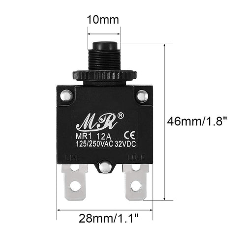 uxcell 5Pcs Thermal Overload Protector AC 125/250V 12A Push Button Reset Circuit Breaker...