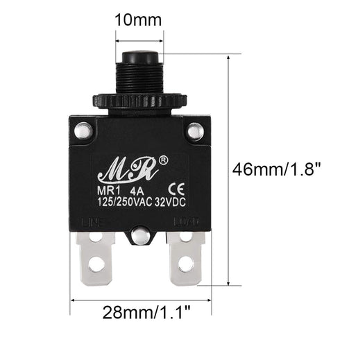 uxcell 2Pcs Thermal Overload Protector AC 125/250V 4A Push Button Reset Circuit Breaker...