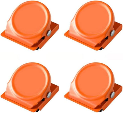 Magnetic Clips-Magnetic Hooks Strong Refrigerator Magnets Whiteboard Wall Fridge Magnetic Memo Note Clips-Multicolor (Orange 4pcs)...