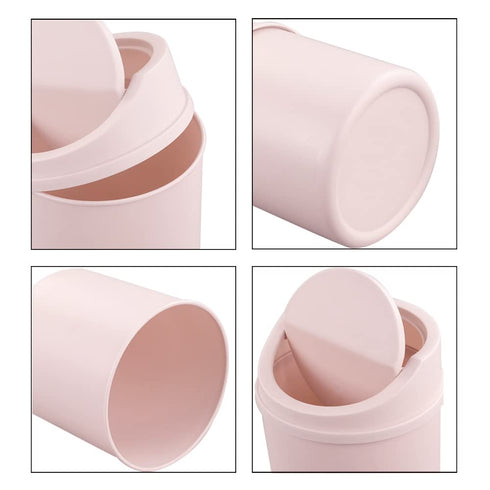 Plastic Tiny Waste Bin, Desktop Mini Trash Can with Swing Lid, Pink...