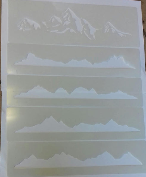 Mountains Mylar Stencil Sheet with 5 Mountain ranges for Greeting Card Making/Wall Border...