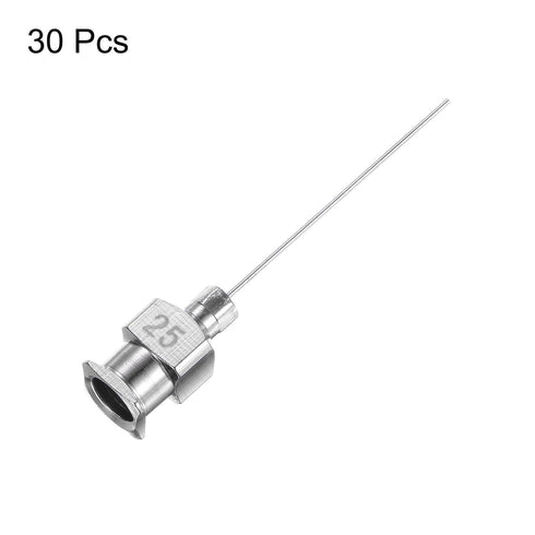 30pcs 25Gauge Stainless Steel Dispensing Needles, 1" All Metal Glue Needle Tube Blunt Tips Luer Lock for Thick Liquids, Ink, Glue, Lab Use...