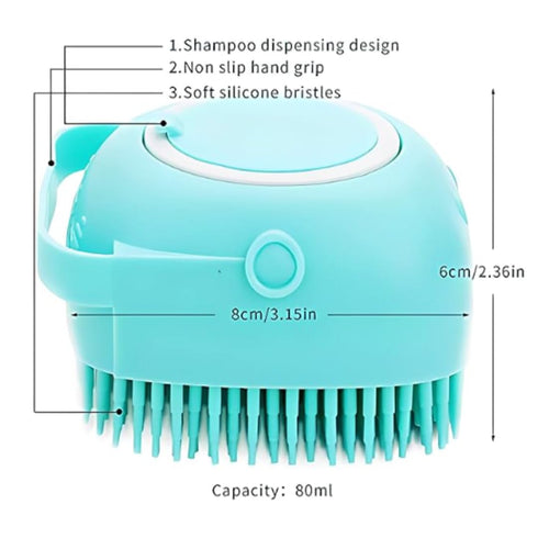 Dog Bathing Set Scrubber Shampoo Dispenser Brush and Microfiber Towel Set (Blue)...