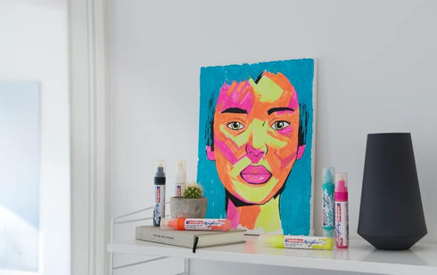 edding 5000 acrylic marker broad - neon-orange - 1 waterproof acrylic paint marker - chisel nib 5-10 mm - acrylic paint pen for drawing on canvas,...