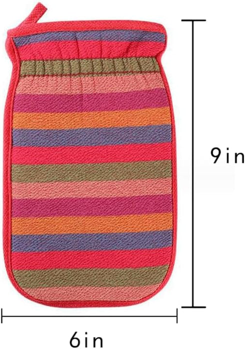 Double Sided Bath Towel Bath Scrubbing Gloves Scrubbing Exfoliator Exfoliating Gloves for Bath Face Scrub Gloves Body Wash Scrubber Elastic, Red...