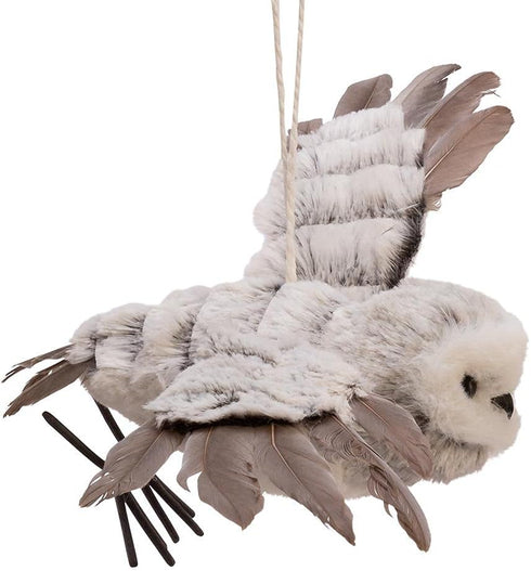 Grey With White Fur Flying Owl Ornament,Christmas...