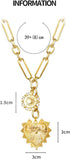 Sun Heart Charm Choker Necklace for Women Men,18k Gold Plated With Zircons Inlaid Pendants,Thick Chunky Paperclip Chain Hip Hop Necklace Unisex Je...