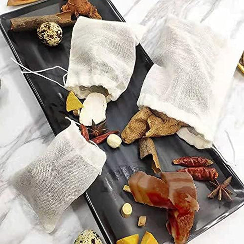 Reusable Sachet Drawstring Packing Bags Cheesecloth Cold Brew Coffee Bags 4X6Inch 50 Pcs for Spices,Tea filter,dried herbs,cooking,soup,odds and e...