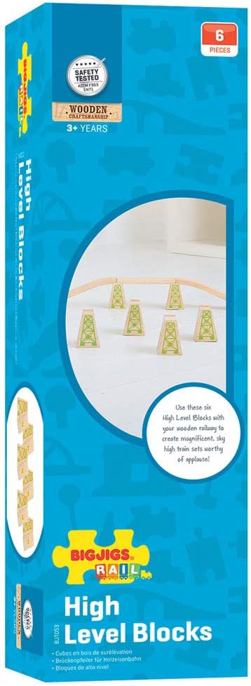 Bigjigs Rail High Level Blocks (Pack of 6) - Other Major Wooden Rail Brands are Compatible...