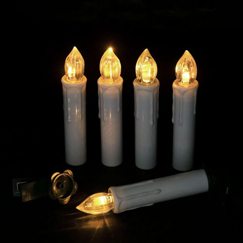 10 Pcs Window Candles with Remotes and Timer, Flickering Led Candles for Christmas Tree with Clip, Battery Operated Taper Candles for Chandeliers ...