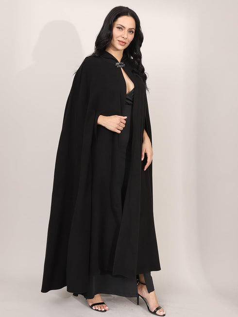 Unicra Halloween Hooded Cloak Black Long Party Cape Renaissance Cosplay Costume Robe with Rhinestone Brooch for Women and Men...