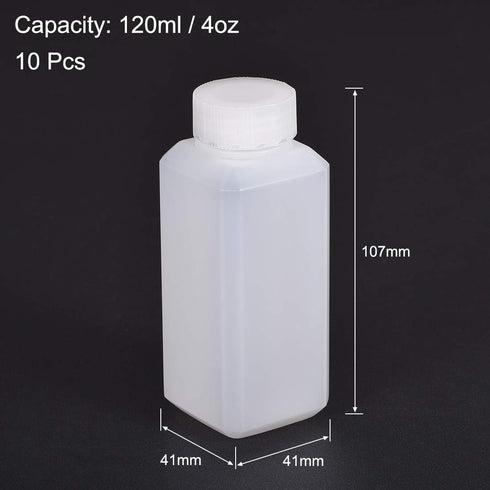 uxcell Plastic Lab Chemical Reagent Bottle, 120ml/ 4oz Wide Mouth Sample Sealing Liquid/Solid Storage Bottles, White 10pcs...