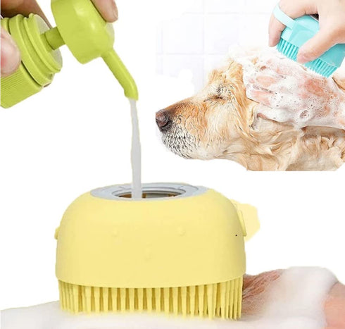 Dog Brush – Cat Brush – Shampoo Dispensing Scrubber – Soft Silicone Design – Hanging Loop – For All Skin Types – Grooming, Deshedding and Exfoliat...