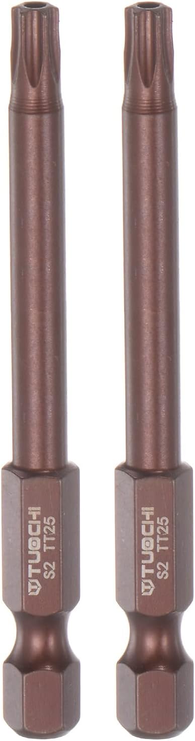 2pcs T25 Torx Bit 1/4" Hex Shank 3" Length Magnetic Security Star Screwdriver Power Tool, Red...