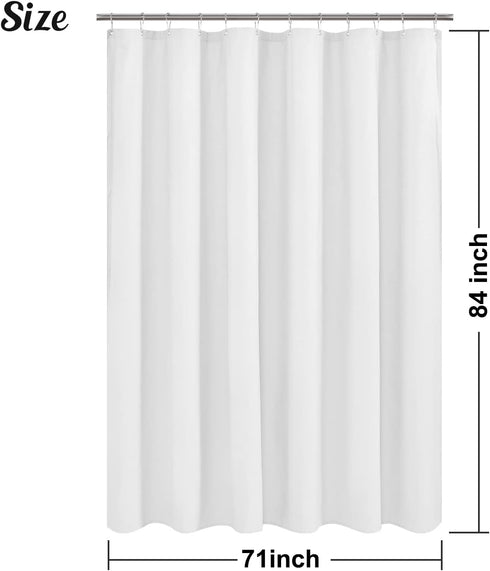 Mrs Awesome Embossed Microfiber Extra Long Shower Curtain Liner 71 x 84 inches, Soft Fabric Shower Curtain Washable and Water Repellent,71x84, Whi...