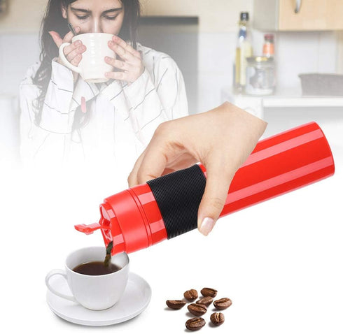 Fdit Portable Mini Espresso Maker Hand Held Pressure Caffe Espresso Machine Compact Manual Coffee Maker for Home Office Travel Outdoor(Red)...