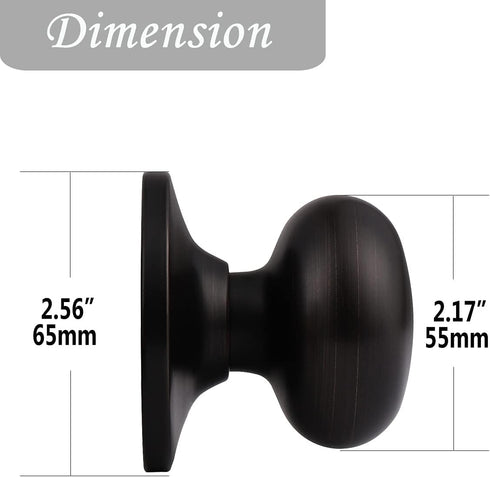 home improvement direct Dummy Door Knob, Oil Rubbed Bronze No Lock & Non-Turning Single Sided Round Knobs, 3 Pack Flat Ball Knob Without Lock for ...