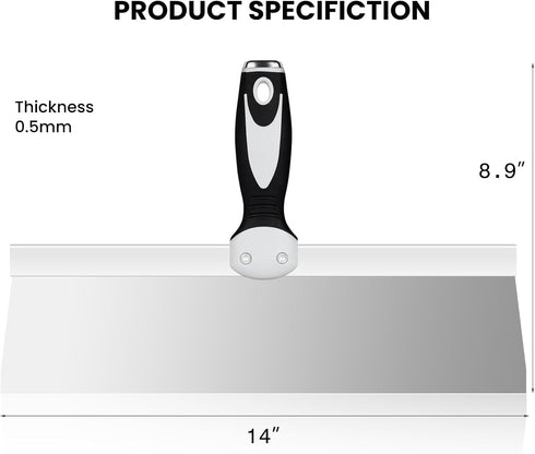 Mister Rui Taping Knife, 14" Drywall Taping Knife, Stainless Steel Taping Knife, Drywall Skimming Blade, Plastering Spatula Tools, Plastering Tool...