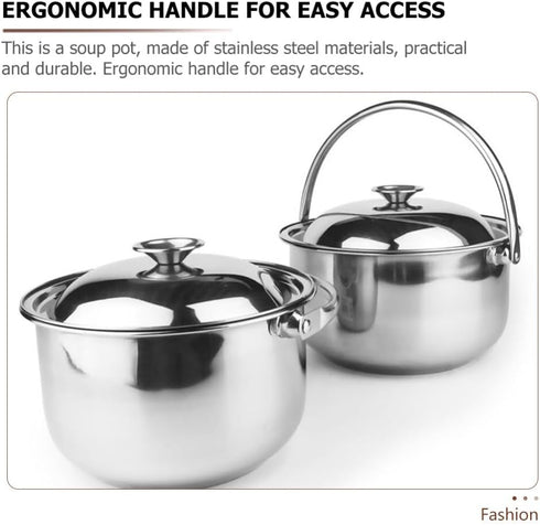 Zerodeko Stainless Steel Stock Pot With Lid Stew Cooking Pot Soup Pot Stew Simmering Pot Stockpot Pasta Pot Cookware For Home Kitchen Restaurant 1...