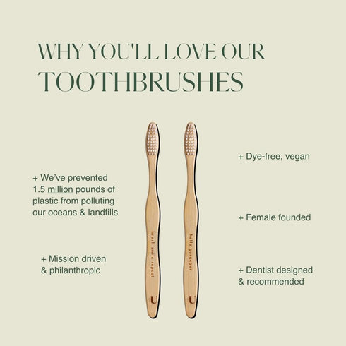 Biodegradable and Eco-Friendly Bamboo Toothbrush 4-Pack - BPA Free Soft Bristle - Dentist-Approved and All-Natural with Positive Affirmations Etch...