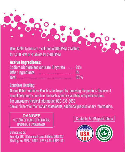 HOCL Hypochlorous Acid Spray, Sanitizer Tablets, Daily Disinfectant, Eliminates 99.9% of Bacteria & Viruses, Alcohol Free, Eliminates Odors, Made ...