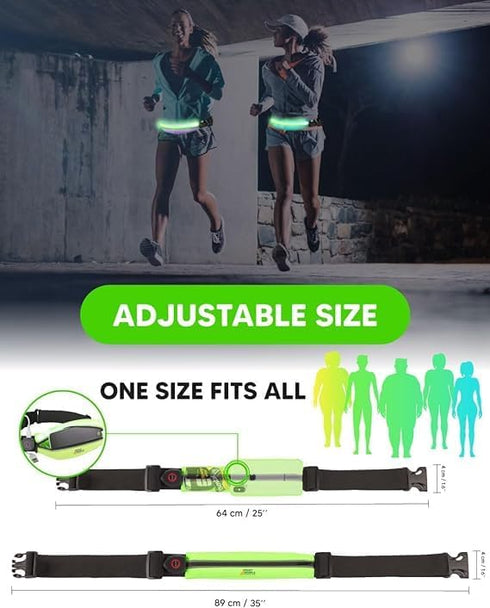 VILA&PE LED Reflective Running Belt Pouch with USB Rechargeable Light, Reflective Running Gear for Men, Women,Phone Holder for Runners,Visibility ...