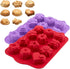 Food Grade Silicone Cake Mold, Muffin Baking Pan with 12 Cavity Flowers and Heart Shape Non-Stick 2-Pack Silicone Bakeware for Chocolate, Cupcake,...