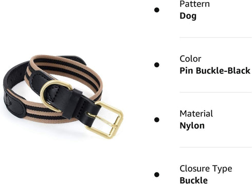 Mile High Life | Genuine Leather Dog Collar | Heavy Duty Canvas Dog Collars with Adjustable Rust-Proof Metal Pin Buckle | Boy Dog Collars for Larg...