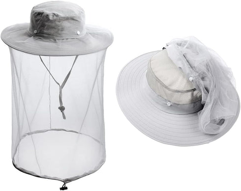 Mosquito Netting Net Bug Face Veil Hat Mesh Safari Camping Fishing Cap Garden Gnat Beekeeper Head Screen Hood Women Men...