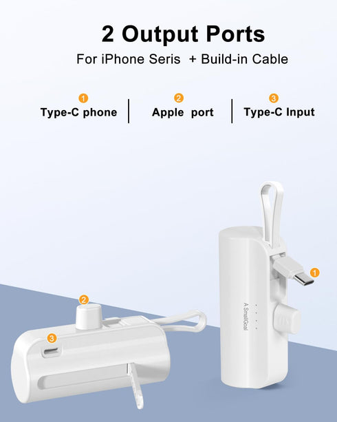 Portable Charger Small Power Bank?5000mAh Mini Compact Portable Phone Charger for Travel - Compatible with iPhone 14 13 Samsung (White)......
