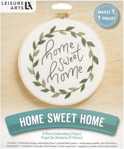 Leisure Arts Embroidery Kit 6" Home Sweet Home - embroidery kit for beginners - embroidery kit for adults - cross stitch kits - cross stitch kits ...