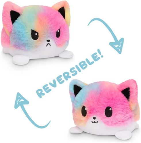 TeeTurtle - The Original Reversible Fox Plushie - Rainbow Tie-Dye - Cute Sensory Fidget Stuffed Animals That Show Your Mood...