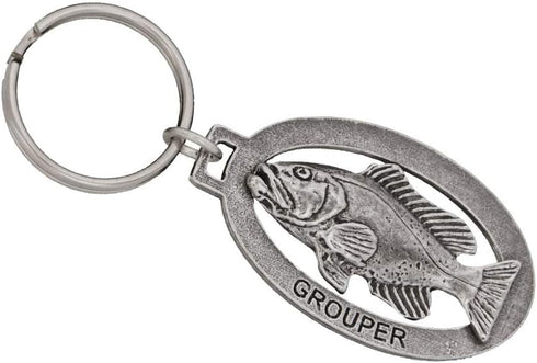 Grouper Keychain, Pewter, S070KC, 2”, 100% Handmade in the USA, Fish Keychain, Saltwater Key Chain, Seabass Key Ring, Key Fob, Fishing Gift, 200 F...