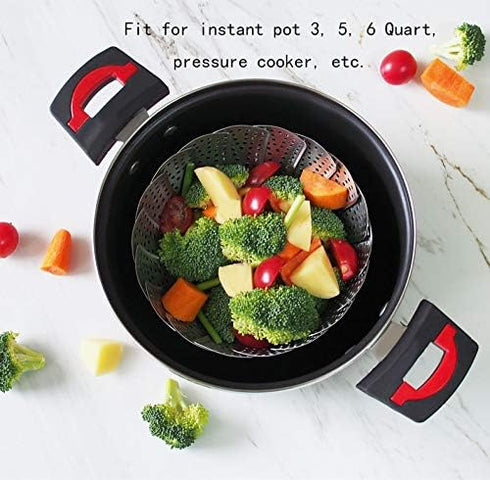 Steamer Basket Stainless Steel Veggie Steamer Basket for Cooking Folding Food Steamer Insert Steaming Basket Adjustable Expandable to fit Various ...