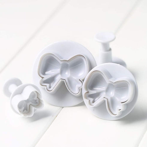 RAYNAG 3 Set Bowknot Plastic Fondant Plunger Cutters Cookie Pie Crust Cutout Molds Clay Cake Decorating Cutter Plungers (9 Pieces)...