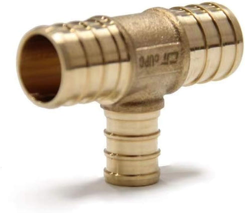 (Pack of 5) Efield 3/4" x 3/4" x 1/2" Pex Reducing Tee Brass Barb Crimp Fittings,ASTM F1807...