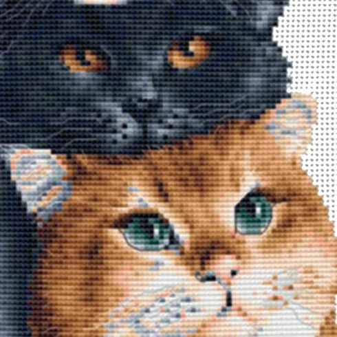 Thea GOUVERNEUR SINCE 1959 Dutch Stitch Brothers - Counted Cross Stitch Kit - DSB012A - Three Cats - White Aida - 10.2 x 7.1 Inch - Embroidery Kit...