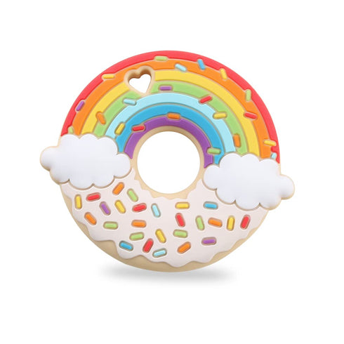 Rainbow Donut Sensory Chew Teether for Boys and Girls,Food Grade Silicone Safety Chewy Teething Toy for Kids with Autism, ADHD,Oral Motor,Teething...