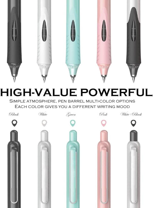 DUNBONG 0.5mm Retractable Straight liquid neutral pens, Push action silent gel pen, Black ink, Box of 5 Pens (5)...